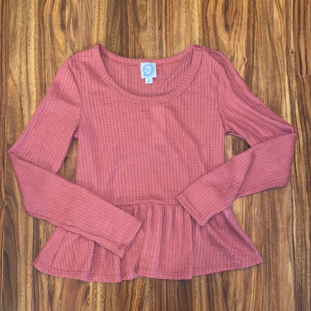 Francesca's | NWT | Peplum Waffle Knit Top | Womens